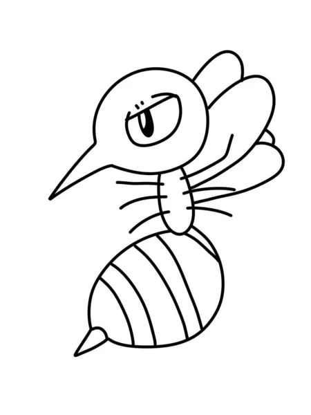 Preto Branco Desenhos Animados Mosquito Para Colorir — Fotografia de Stock