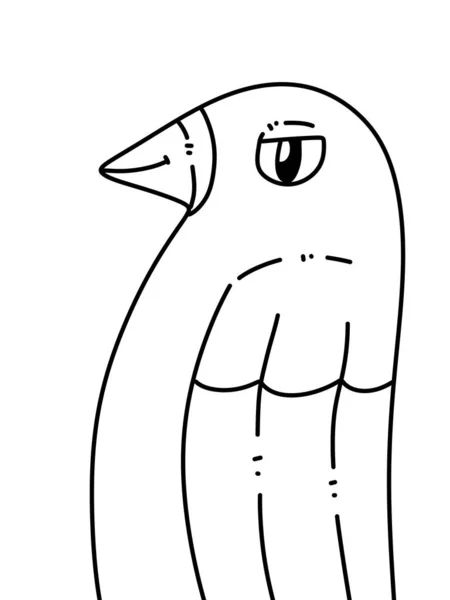 Black White Cute Bird Cartoon Coloring — Photo