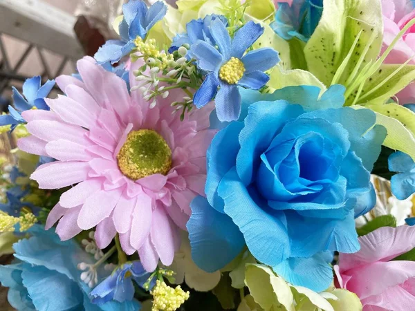 Beautiful Fabric Flowers Garden — Stock Photo, Image