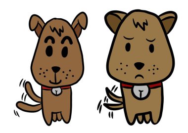 Beyaz arka planda sevimli köpek çizgi filmi