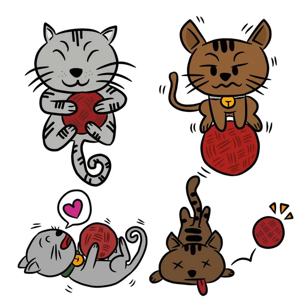 Conjunto De Gatos Pequenos Bonitos Em Estilo Plano De Desenho Animado. Casa  Animal De Estimação, Gatinho. Ilustração Vetorial Para Berçário, Imprimir  Em Têxteis, Cartões, Roupas. Royalty Free SVG, Cliparts, Vetores, e  Ilustrações