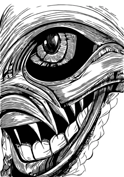 Černá Bílá Zla Monster Cartoon — Stock fotografie
