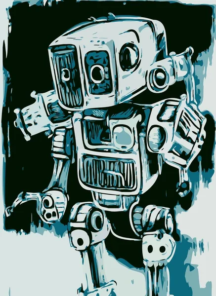 Umělecká Barva Kresleného Robota — Stock fotografie