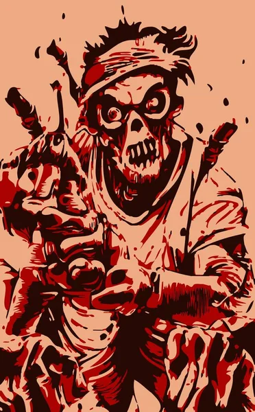 Kunstfarbe Des Zombie Cartoons — Stockfoto