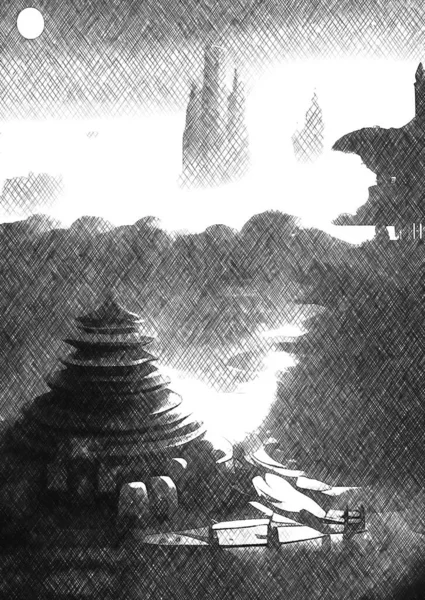 Alb Negru Fundal Întuneric Oraș — Fotografie, imagine de stoc