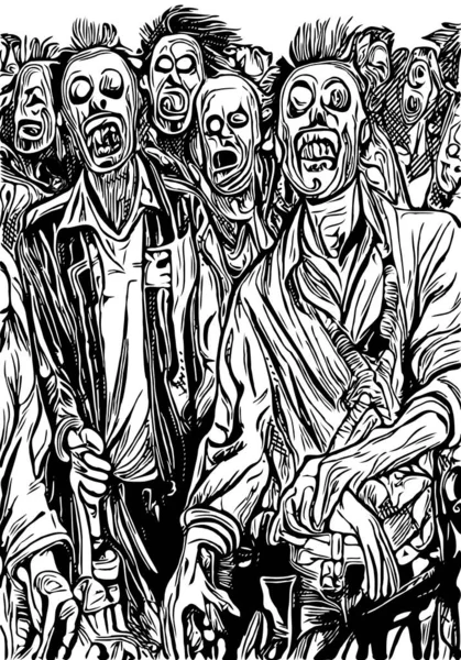 Noir Blanc Bande Dessinée Zombie — Photo