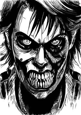 Zombi çizgi filminden siyah beyaz