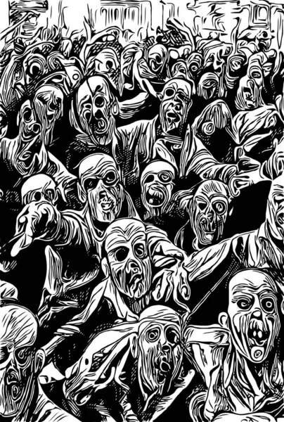 Black Wite Zombies Cartoon — Stock Photo, Image