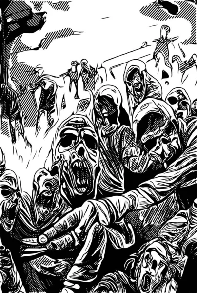 Černá Wite Zombie Karikatury — Stock fotografie