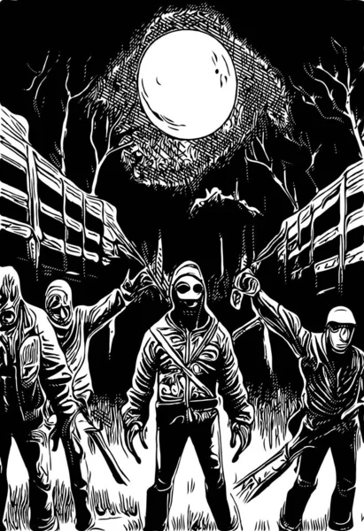 Černá Bílá Zombie Karikatury — Stock fotografie