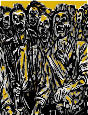 Zombilerin sanat rengi canavar çizgi filmi