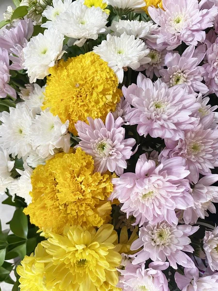 Beautiful Bouquet Chrysanthemums Vase — Stock Photo, Image