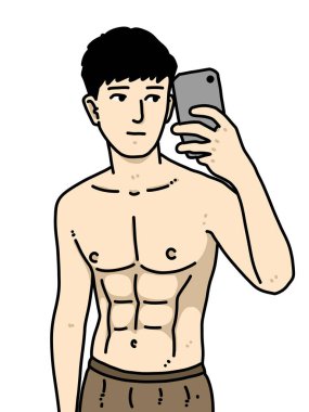 Beyaz arka planda sevimli bir adam çizgi filmi