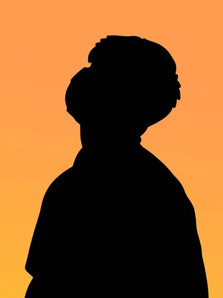 Mann Schwarzer Form Auf Orangefarbenem Hintergrund — Stockfoto