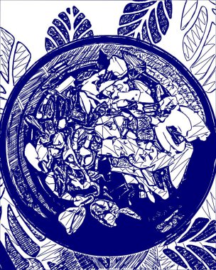 mavi ve beyaz yiyecek arka planı