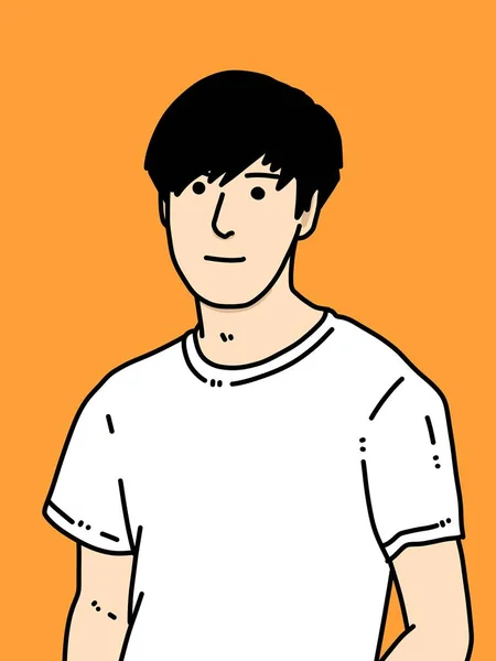 Cute Man Kartun Pada Latar Belakang Oranye — Stok Foto