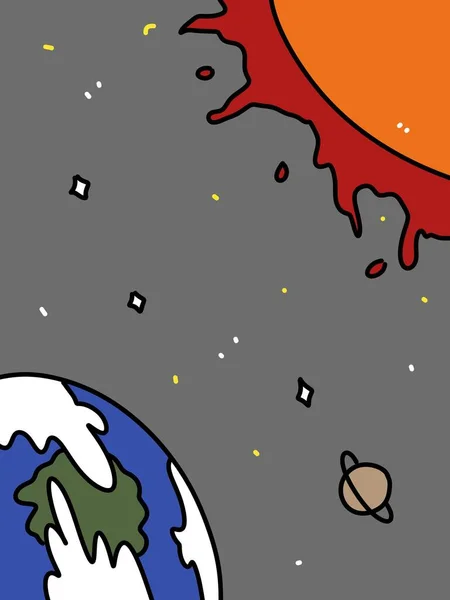 Desenhos Animados Terra Sol Galáxia — Fotografia de Stock