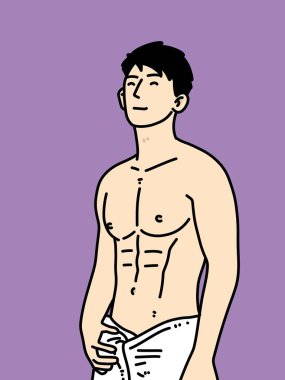 Mor arka planda şirin bir adam kutusu.