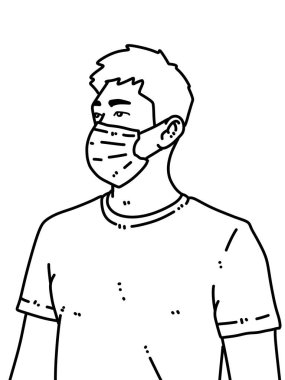 Siyah ve beyaz renkli yakışıklı adam çizgi filmi.