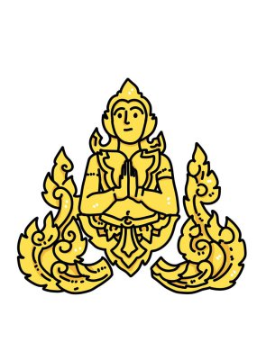 Beyaz arkaplanda sevimli bir heykel karikatürü