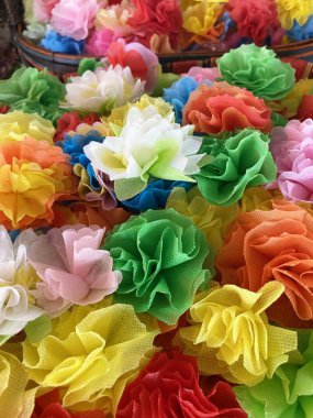 Renkli çiçek kumaşı dokusu arkaplanı