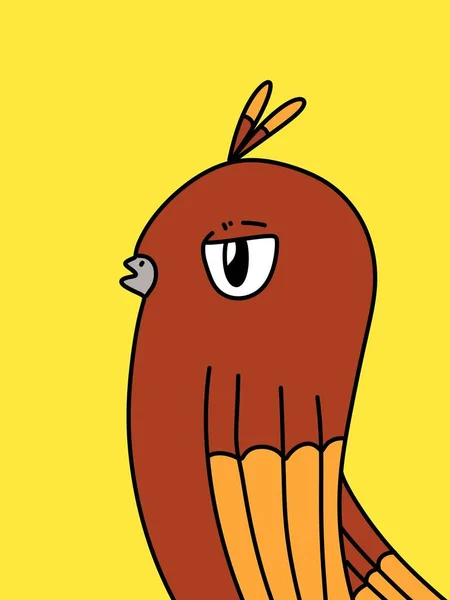 Schattig Vogel Cartoon Gele Achtergrond — Stockfoto