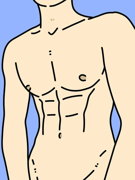 Body Man Cartoon Blue Background — стоковое фото