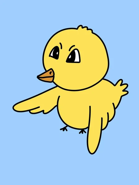 Lindo Pájaro Dibujos Animados Sobre Fondo Azul —  Fotos de Stock