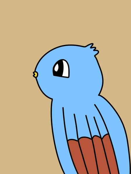 Carino Uccello Cartone Animato Sfondo Marrone — Foto Stock