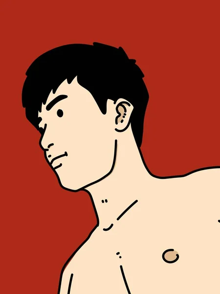 Cute Man Cartoon Red Background — Stock Photo, Image
