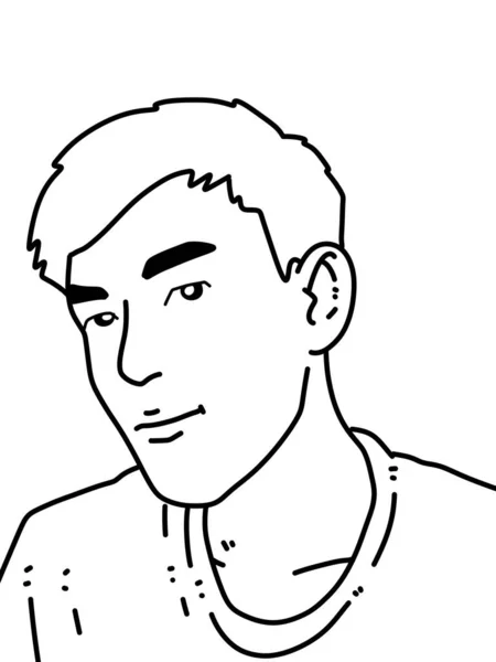 Black White Cute Man Cartoon Coloring — Stock Photo, Image