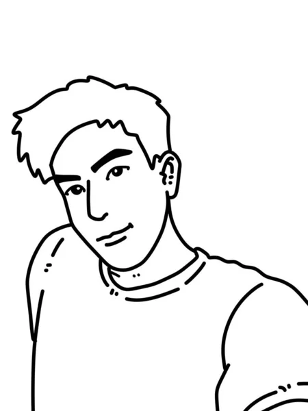 Preto Branco Homem Bonito Desenhos Animados Para Colorir — Fotografia de Stock