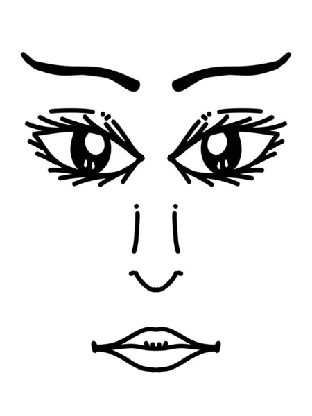 Black White Face Woman Cartoon Coloring — Stock Photo, Image