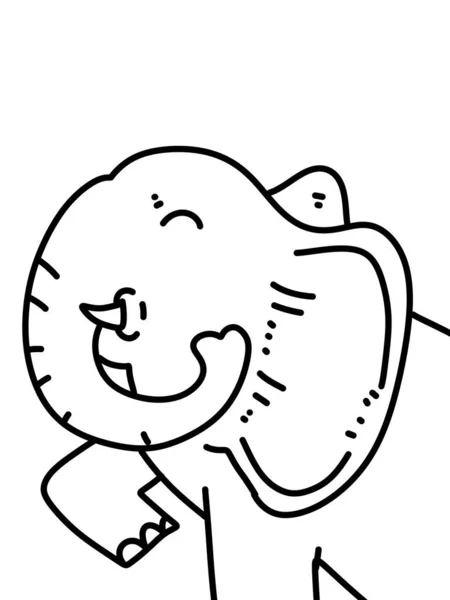 black and white of face elephant cartoon for coloring