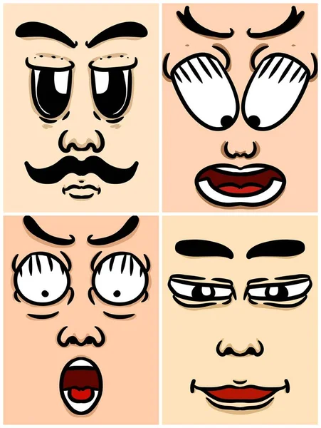 Set Faccia Uomo Cartone Animato Sfondo — Foto Stock