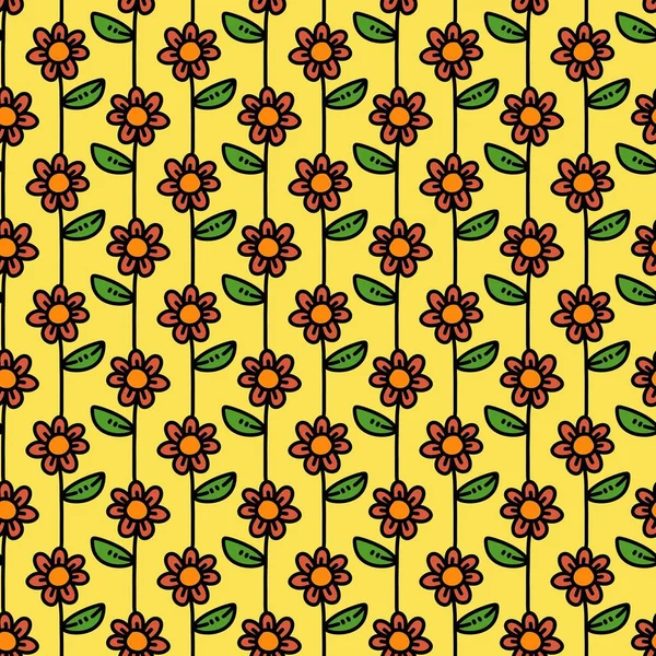 Bezešvé Vzor Ručně Kreslených Květin — Stock fotografie