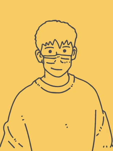 Gelbe Und Schwarze Farbe Des Gesichts Mann Karikatur — Stockfoto