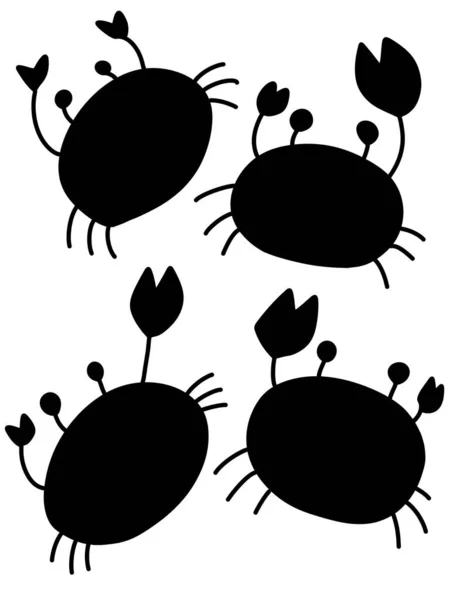 Czarny Biały Ilustracja Cute Kraba Kreskówki — Zdjęcie stockowe