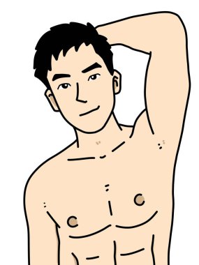 Beyaz arka planda sevimli bir adam çizgi filmi