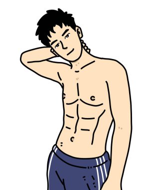 Beyaz arka planda sevimli bir adam çizgi filmi