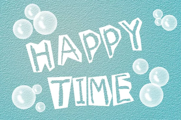 Happy Time Tekst Blauwe Achtergrond — Stockfoto