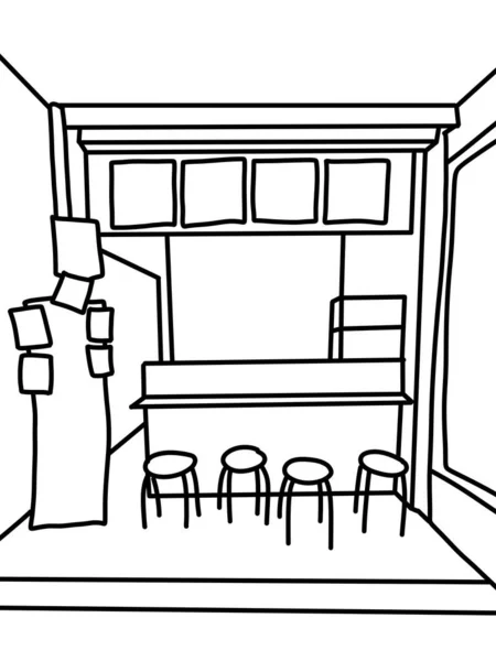 Desenho Linha Preto Branco Uma Mesa Café Para Colorir — Fotografia de Stock