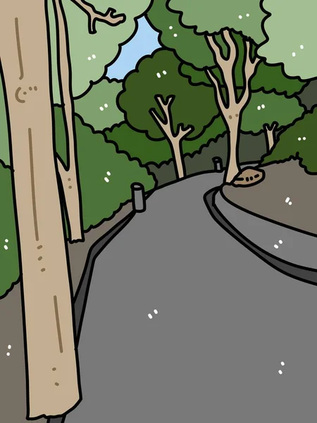 Kunst Farbe Der Straße Wald Cartoon — Stockfoto