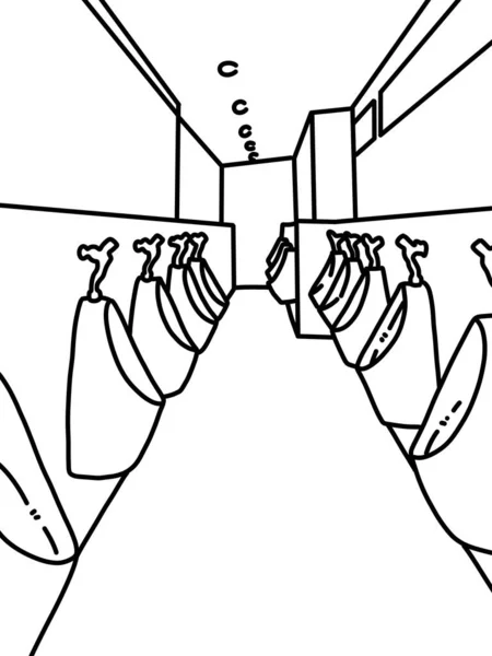 Siyah Beyaz Renkli Tuvalet Karikatürü — Stok fotoğraf