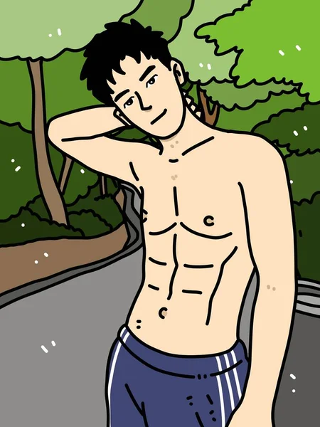 森林里可爱的男人卡通片 — 图库照片