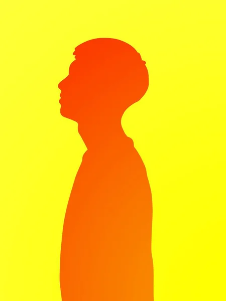 man silhouette on yellow background. minimal concept.