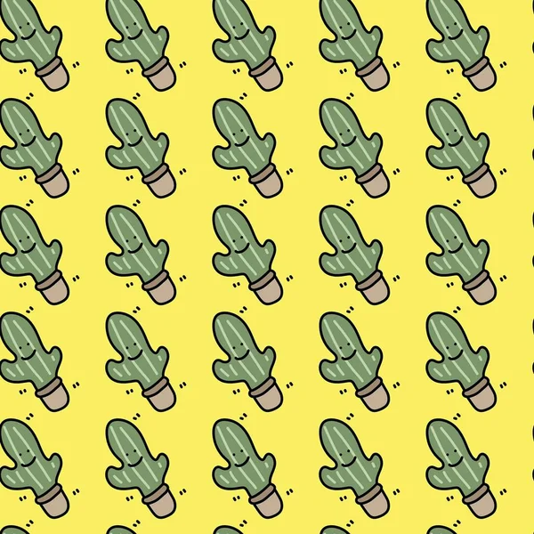 Seamless Pattern Cartoon Cactus — Photo