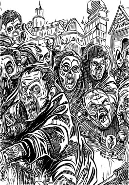 Zombi çizgi filminden siyah beyaz