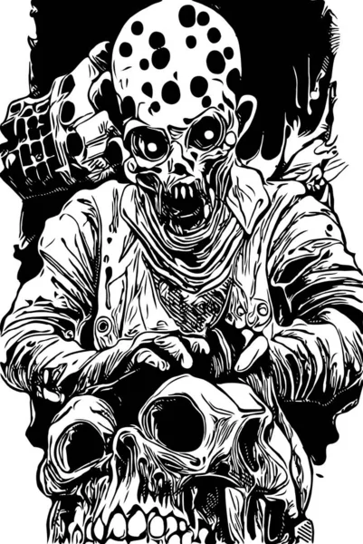 Svart Och Vitt Zombies Tecknad Film — Stockfoto