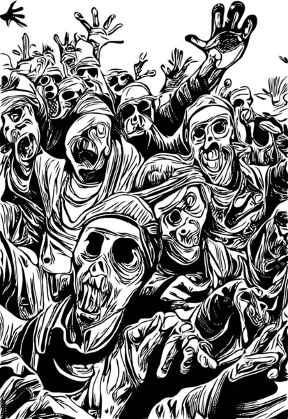 Bianco Nero Zombie Cartone Animato — Foto Stock